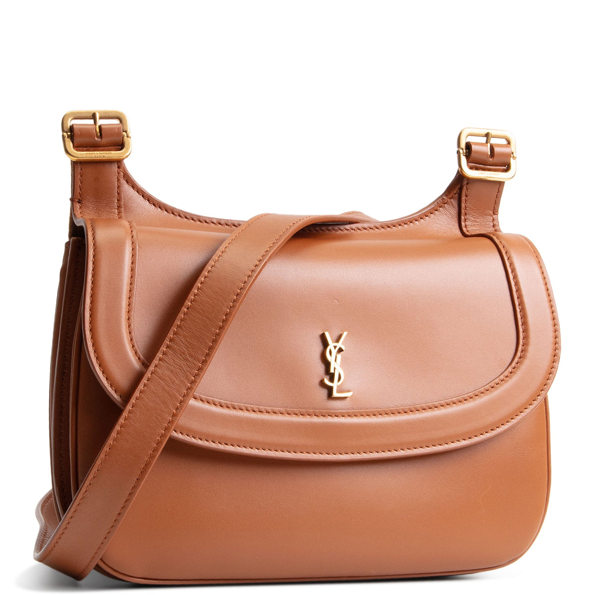 SAINT LAURENT Smooth Calfskin Small Charlie - Miel Dark