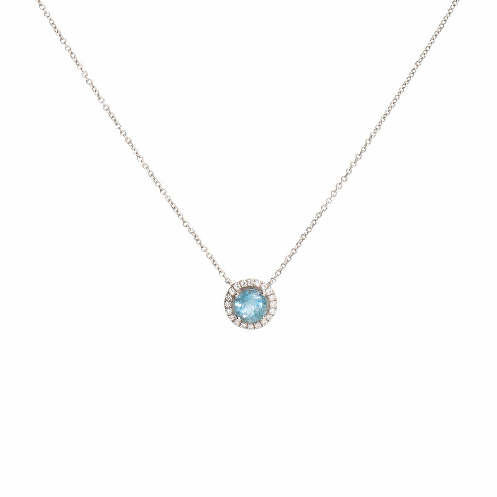 TIFFANY & CO. Platinum Aquamarine & Diamond Pendant Necklace