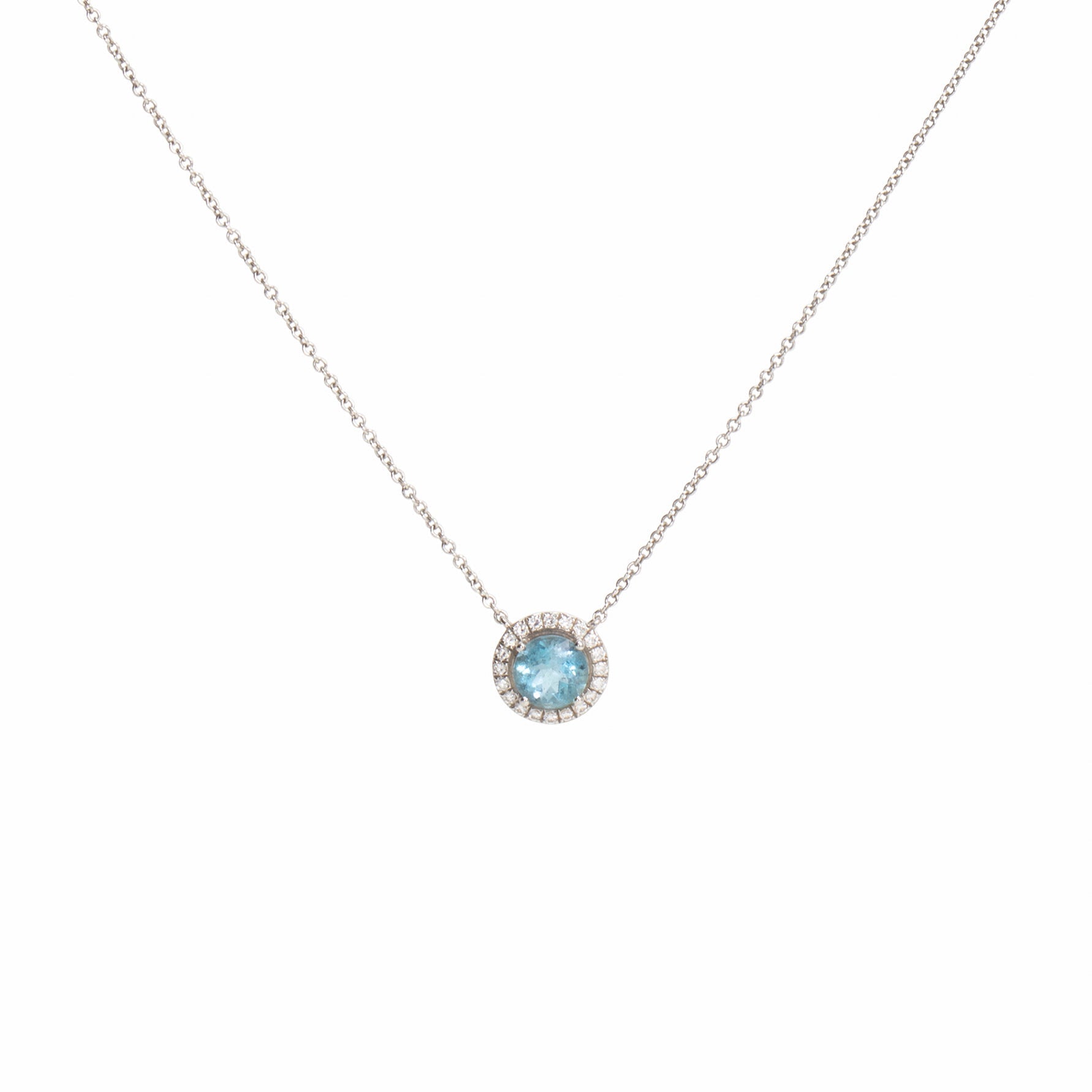 TIFFANY & CO. Platinum Aquamarine & Diamond Pendant Necklace