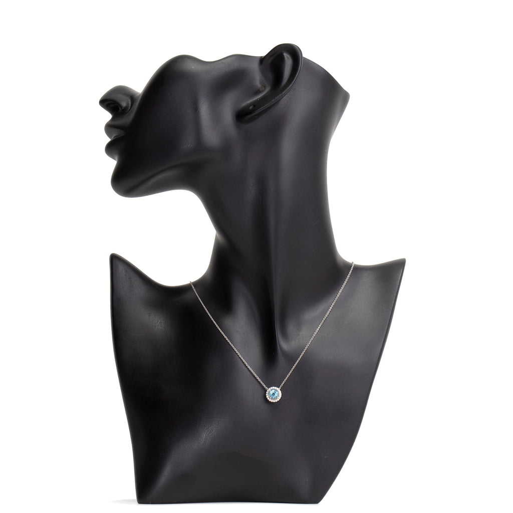 TIFFANY & CO. Platinum Aquamarine & Diamond Pendant Necklace