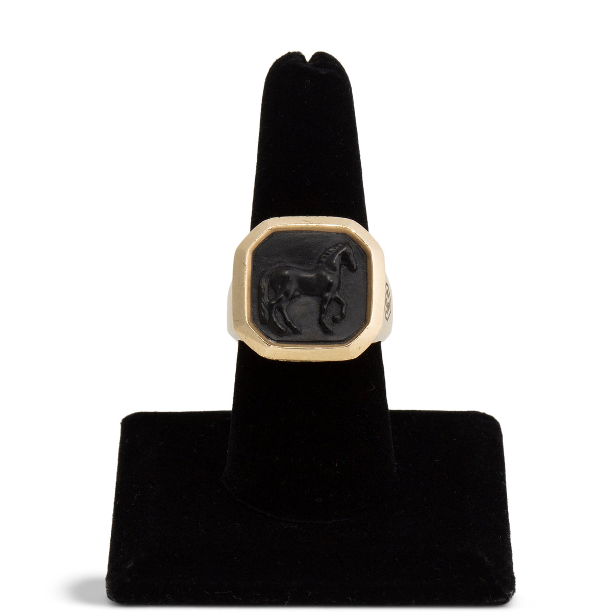 DAVID YURMAN Onyx Petrvs Horse Signet Ring - Size 8