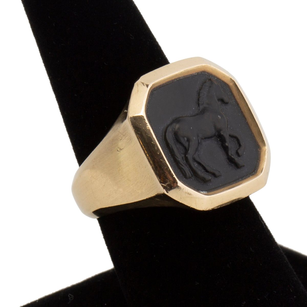 DAVID YURMAN Onyx Petrvs Horse Signet Ring - Size 8