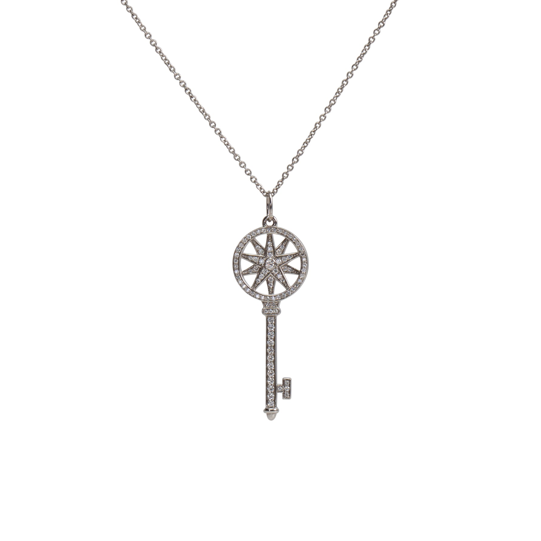 TIFFANY & CO. Platinum Diamond Key Star Pendant Necklace