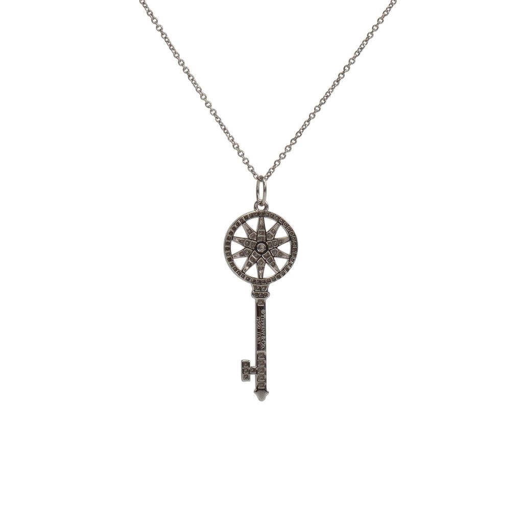 TIFFANY & CO. Platinum Diamond Key Star Pendant Necklace