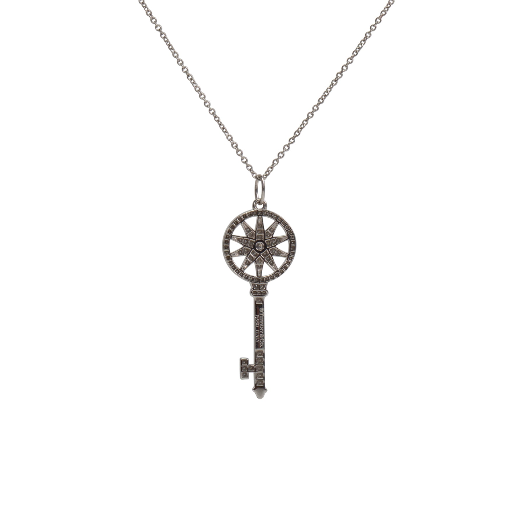TIFFANY & CO. Platinum Diamond Key Star Pendant Necklace