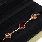VAN CLEEF & ARPELS 5 Motif Alhambra Carnelian & Gold Bracelet
