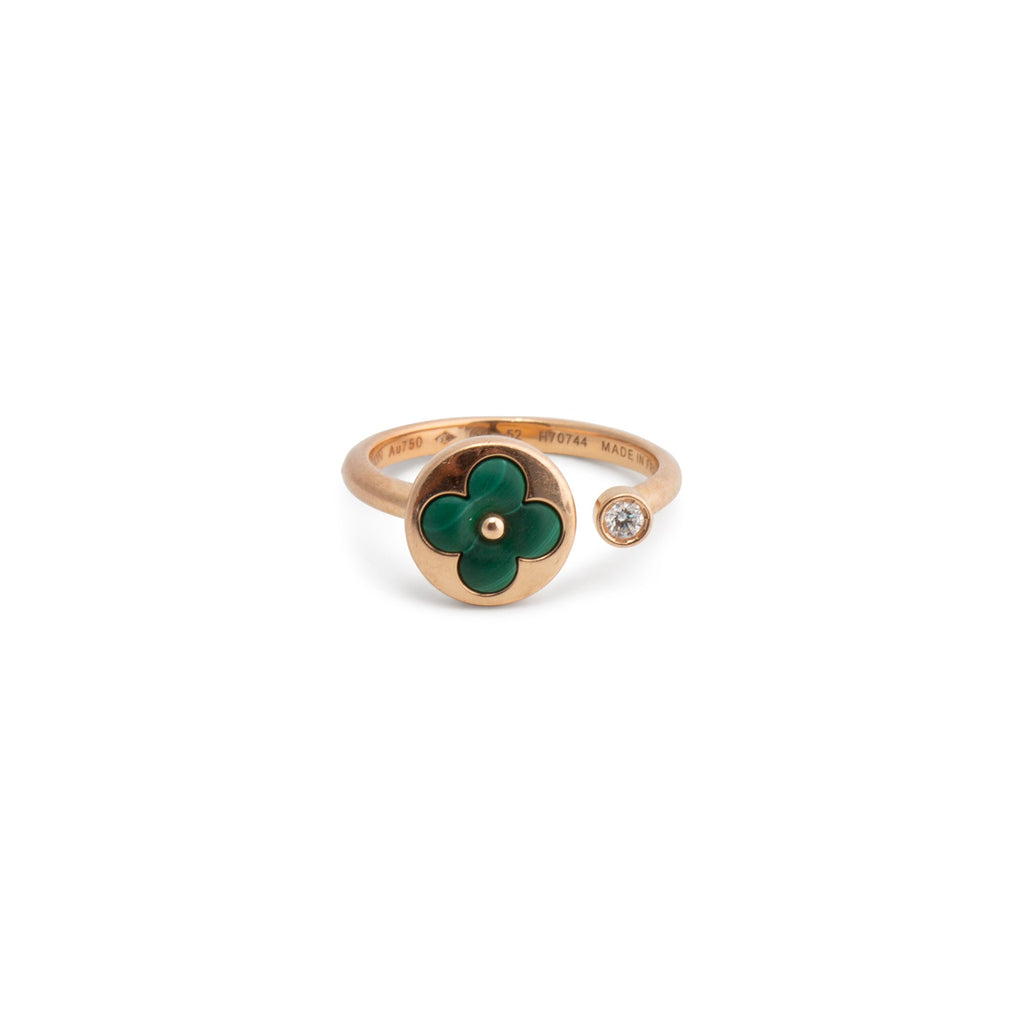 LOUIS VUITTON Blossom Mini Sun Malachite Diamond Ring - Size 6