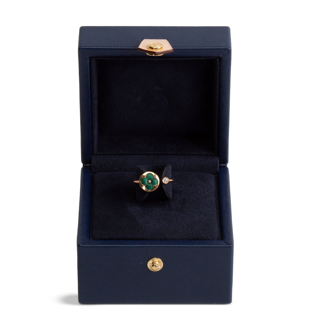 LOUIS VUITTON Blossom Mini Sun Malachite Diamond Ring - Size 6