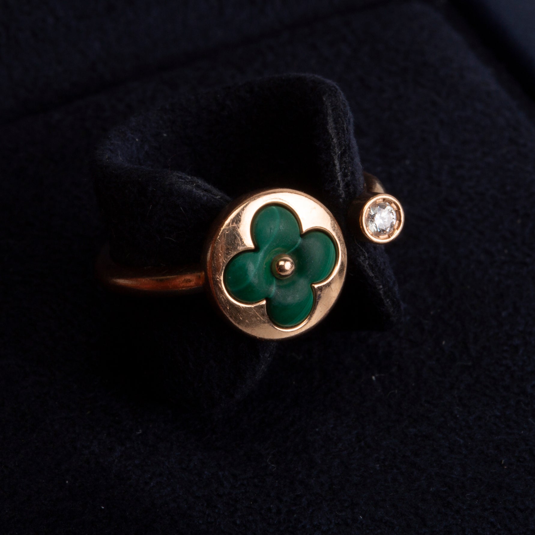 LOUIS VUITTON Blossom Mini Sun Malachite Diamond Ring - Size 6