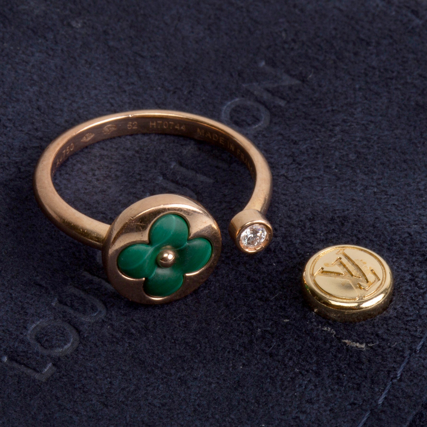 LOUIS VUITTON Blossom Mini Sun Malachite Diamond Ring - Size 6