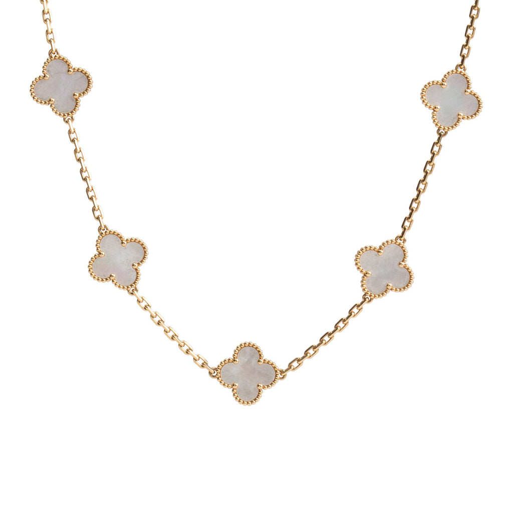 VAN CLEEF & ARPELS Vintage Alhambra 10 Motif Necklace - Mother of Pearl