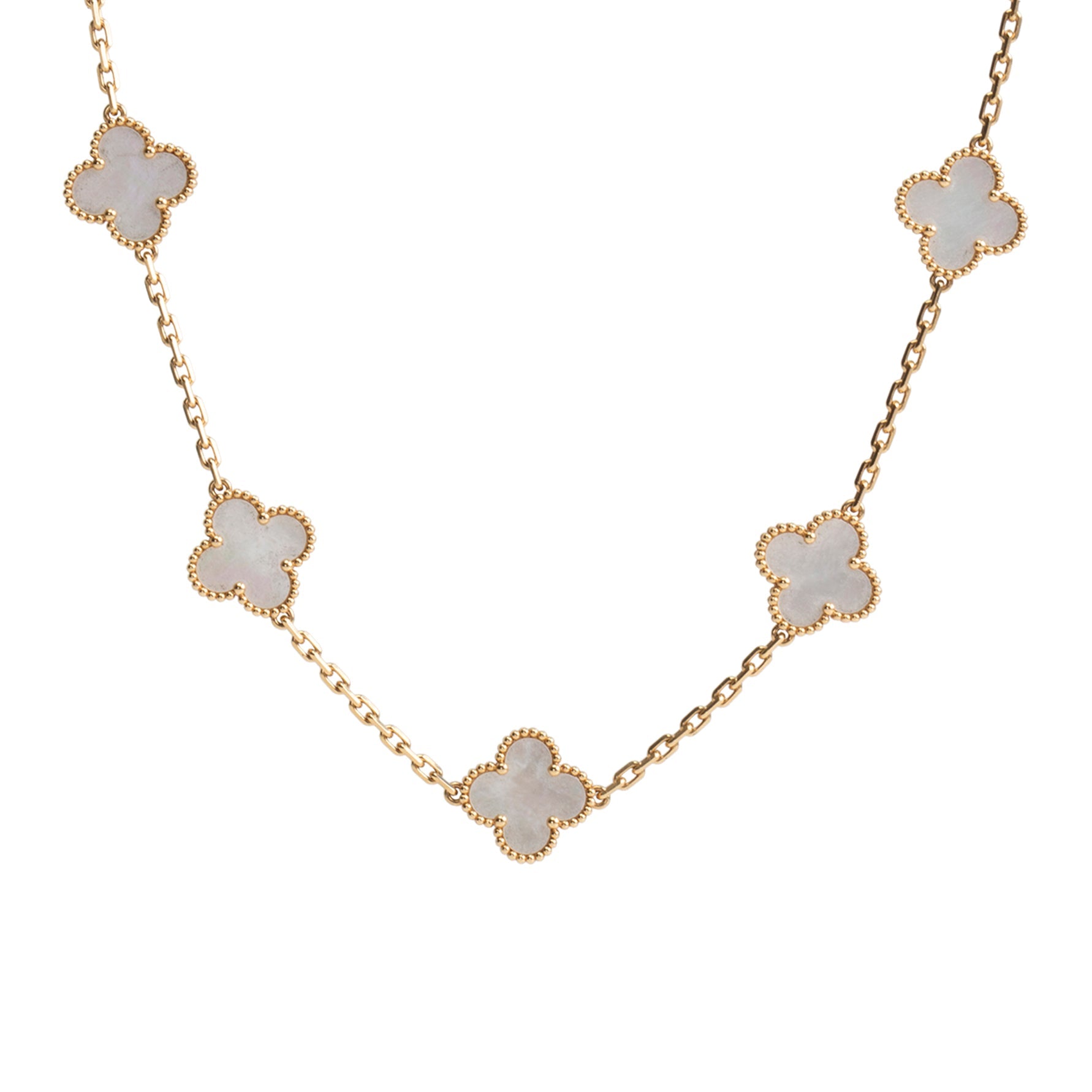 VAN CLEEF & ARPELS Vintage Alhambra 10 Motif Necklace - Mother of Pearl