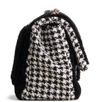 CHANEL Jumbo CC Flap Quilted Shearling & Houndstooth Tweed