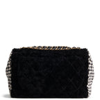 CHANEL Jumbo CC Flap Quilted Shearling & Houndstooth Tweed