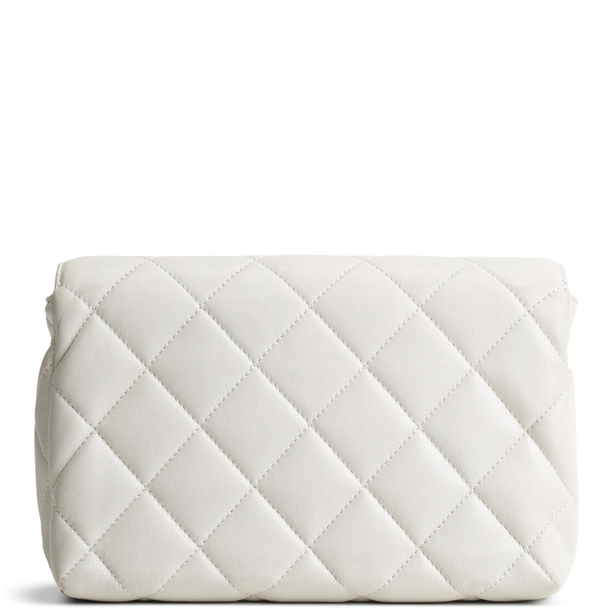 CHANEL CC Pearl Lambskin Quilted Flap Bag - Chalk White