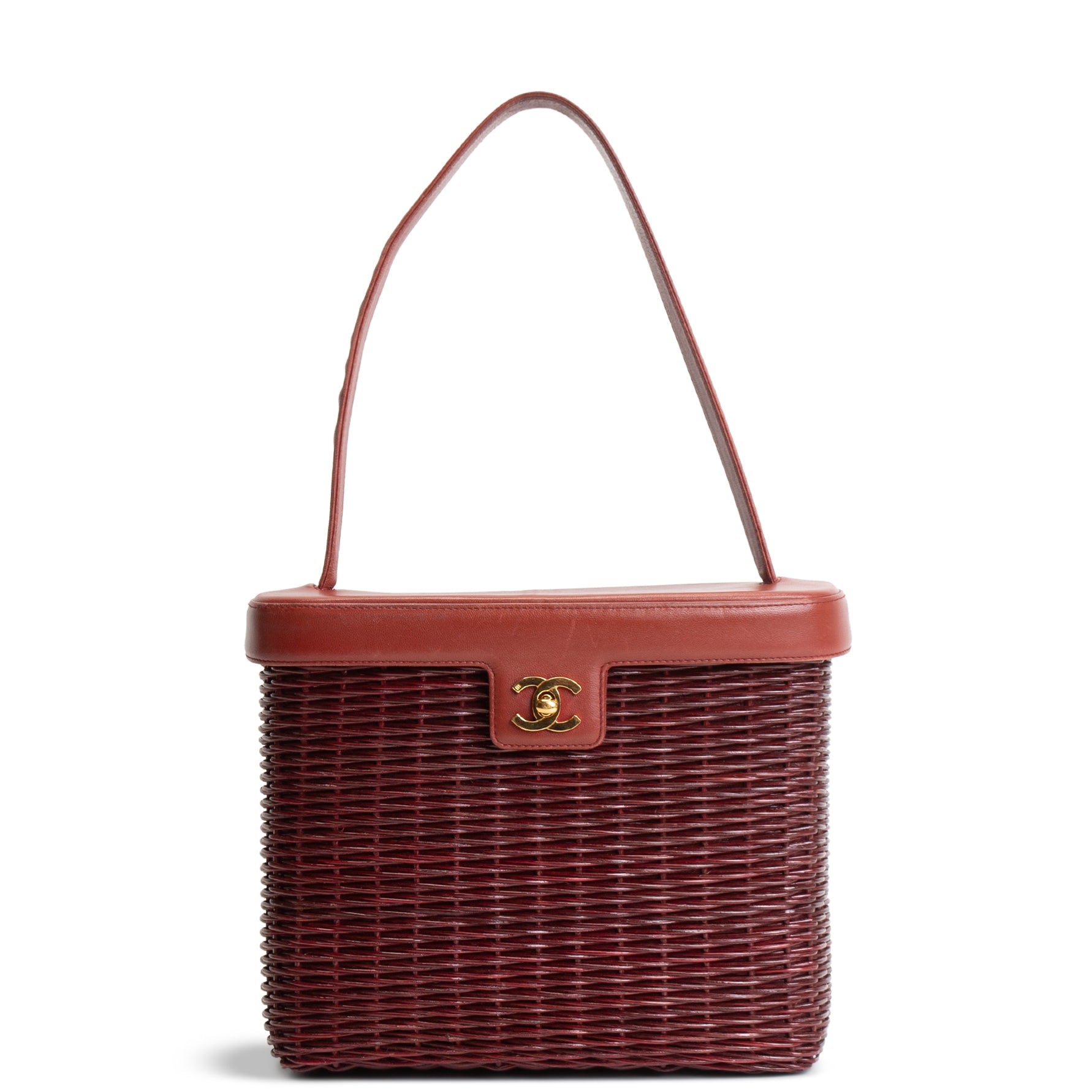 CHANEL Vintage Wicker Basket Bag - Auburn Brown OUTLET FINAL SALE