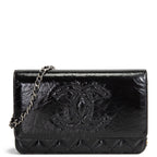 CHANEL CC Shiny Aged Calfskin Wallet On Chain
