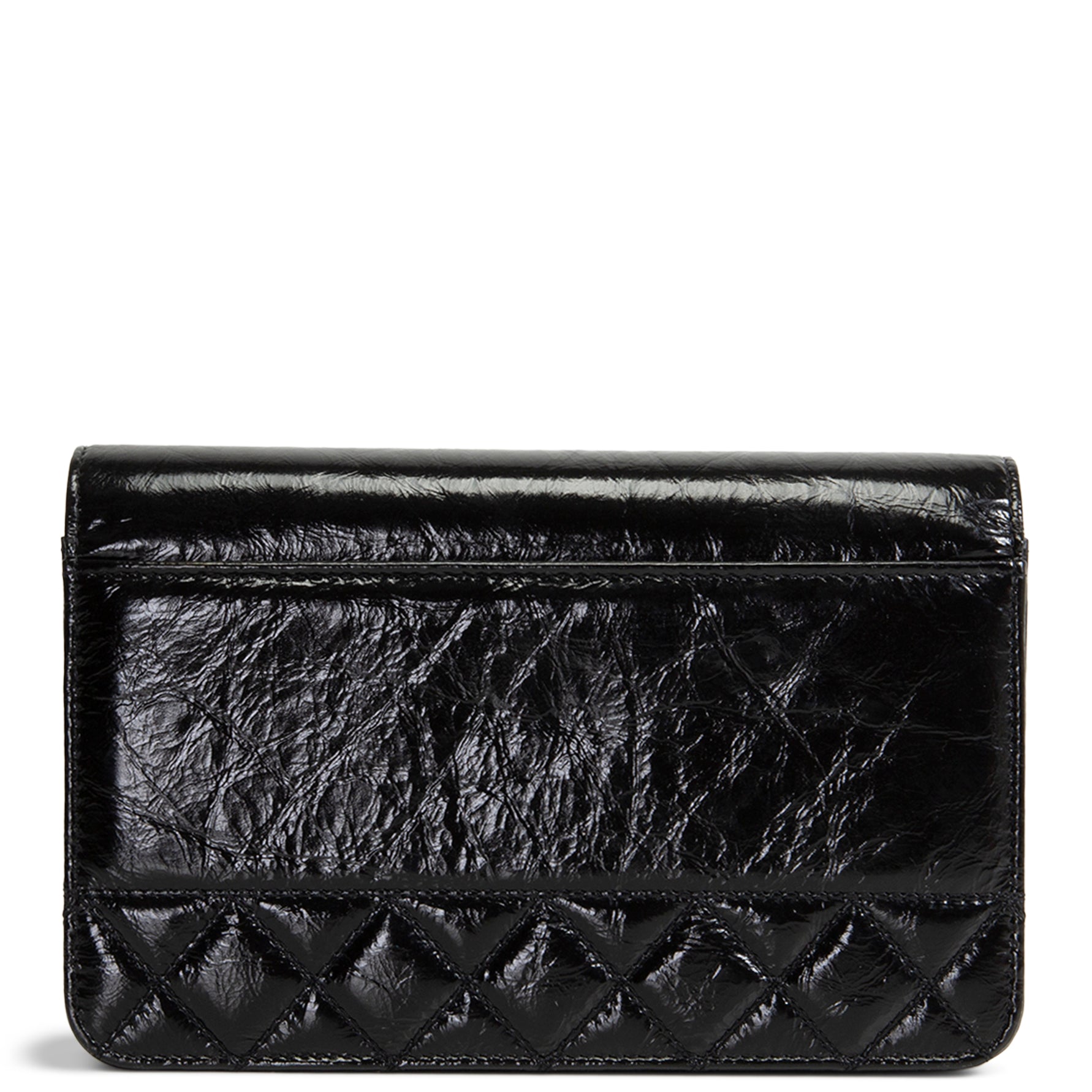CHANEL CC Shiny Aged Calfskin Wallet On Chain