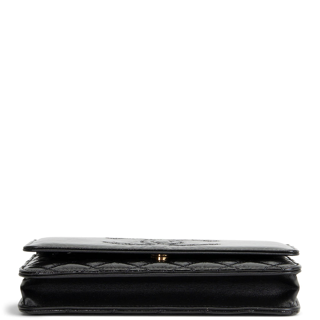 CHANEL CC Shiny Aged Calfskin Wallet On Chain