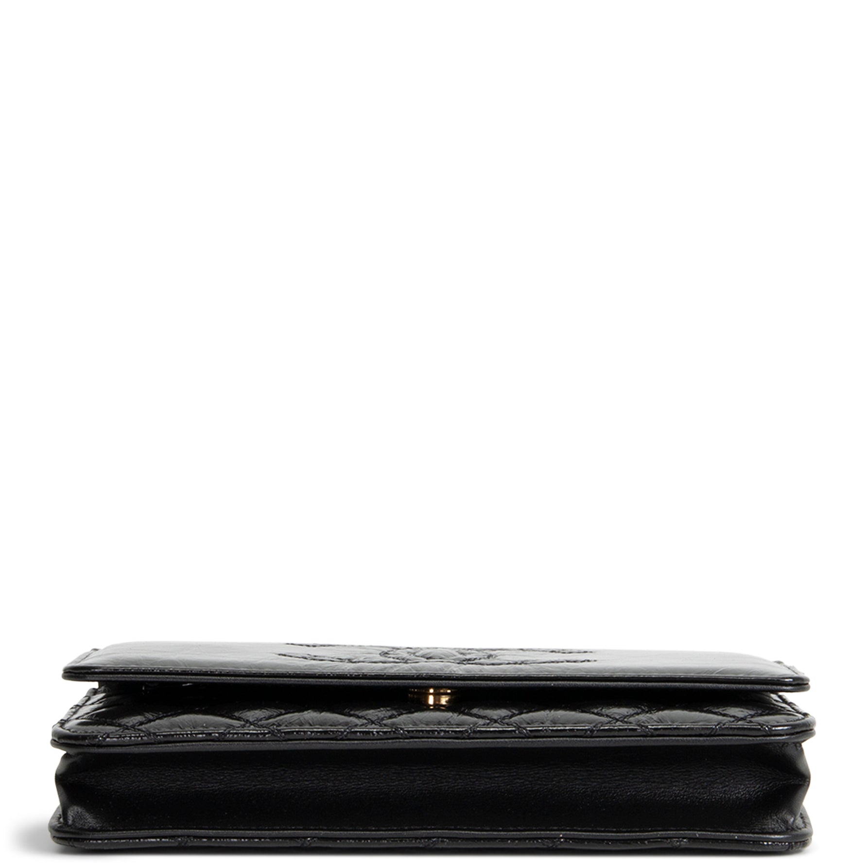 CHANEL CC Shiny Aged Calfskin Wallet On Chain