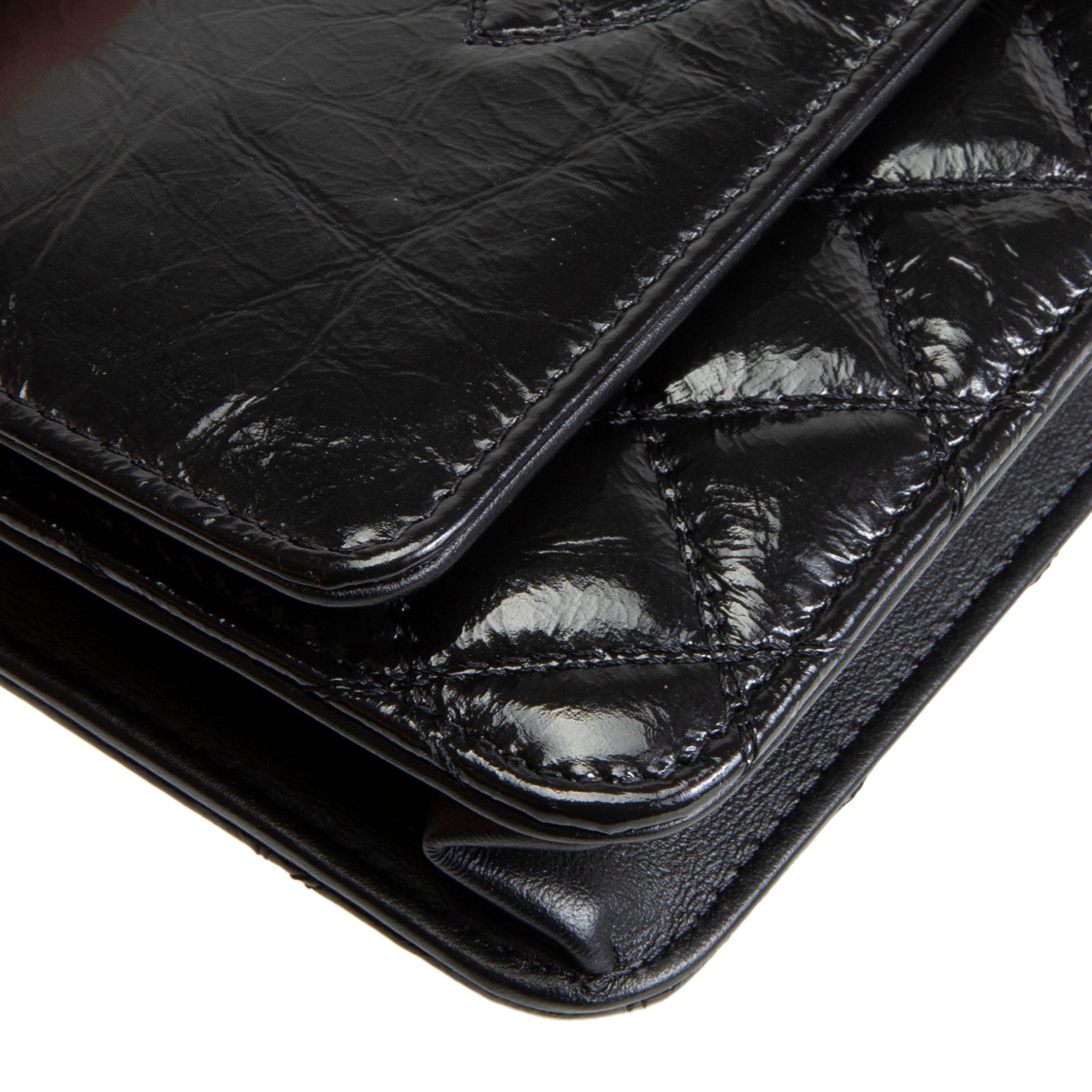 CHANEL CC Shiny Aged Calfskin Wallet On Chain