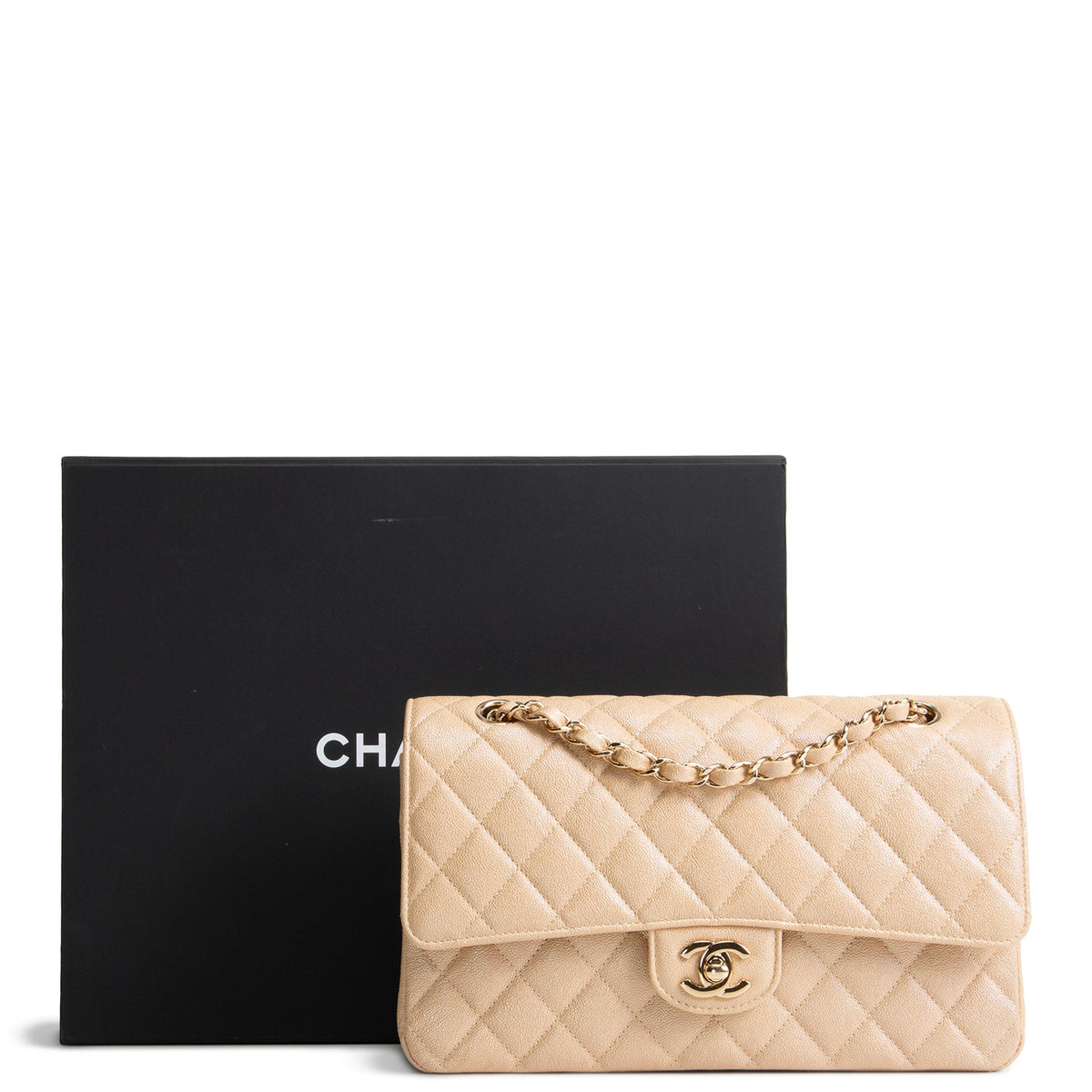 CHANEL Medium Double Flap - Pearly Quilted Caviar