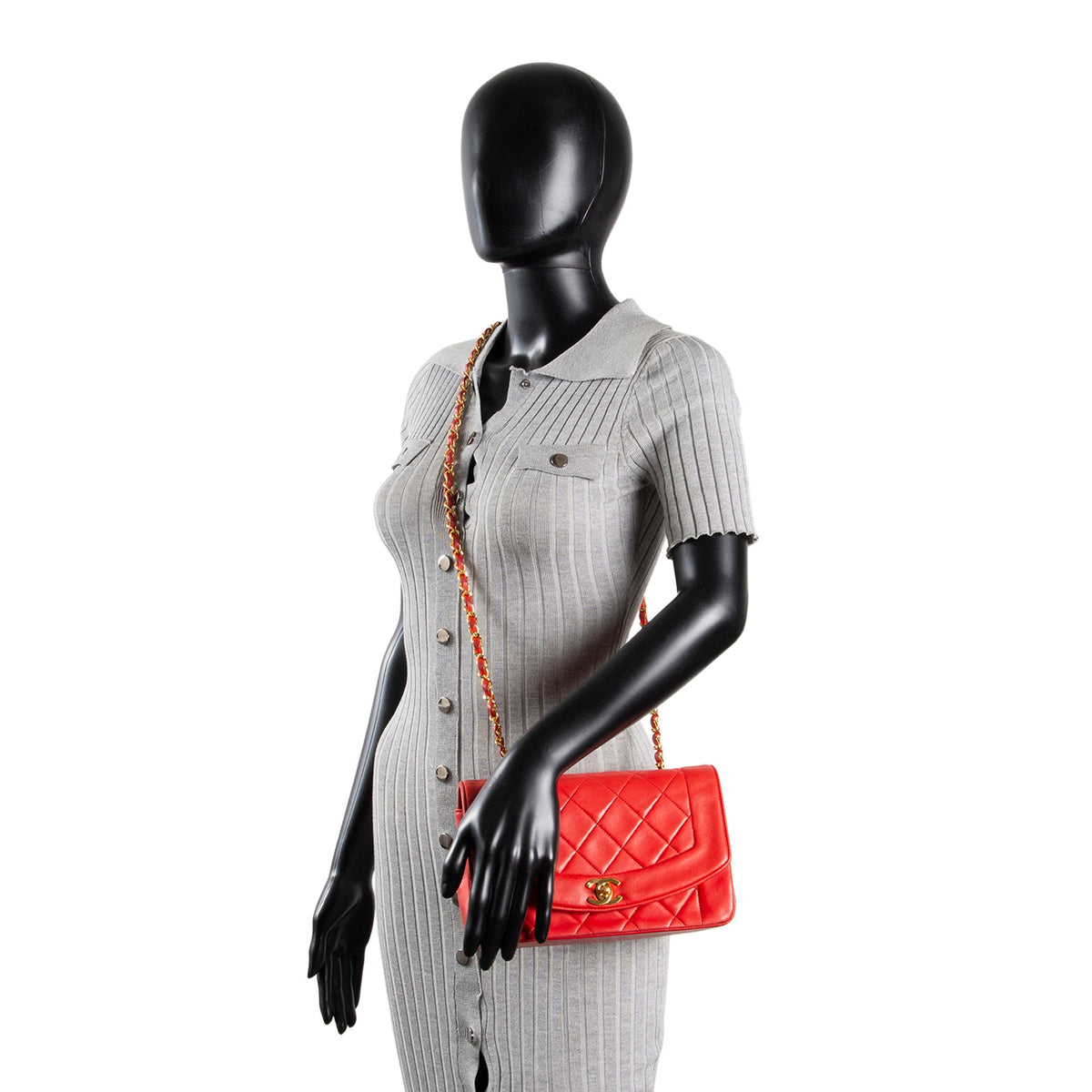 Chanel Vintage Lambskin Small Diana Flap - Red OUTLET FINAL SALE