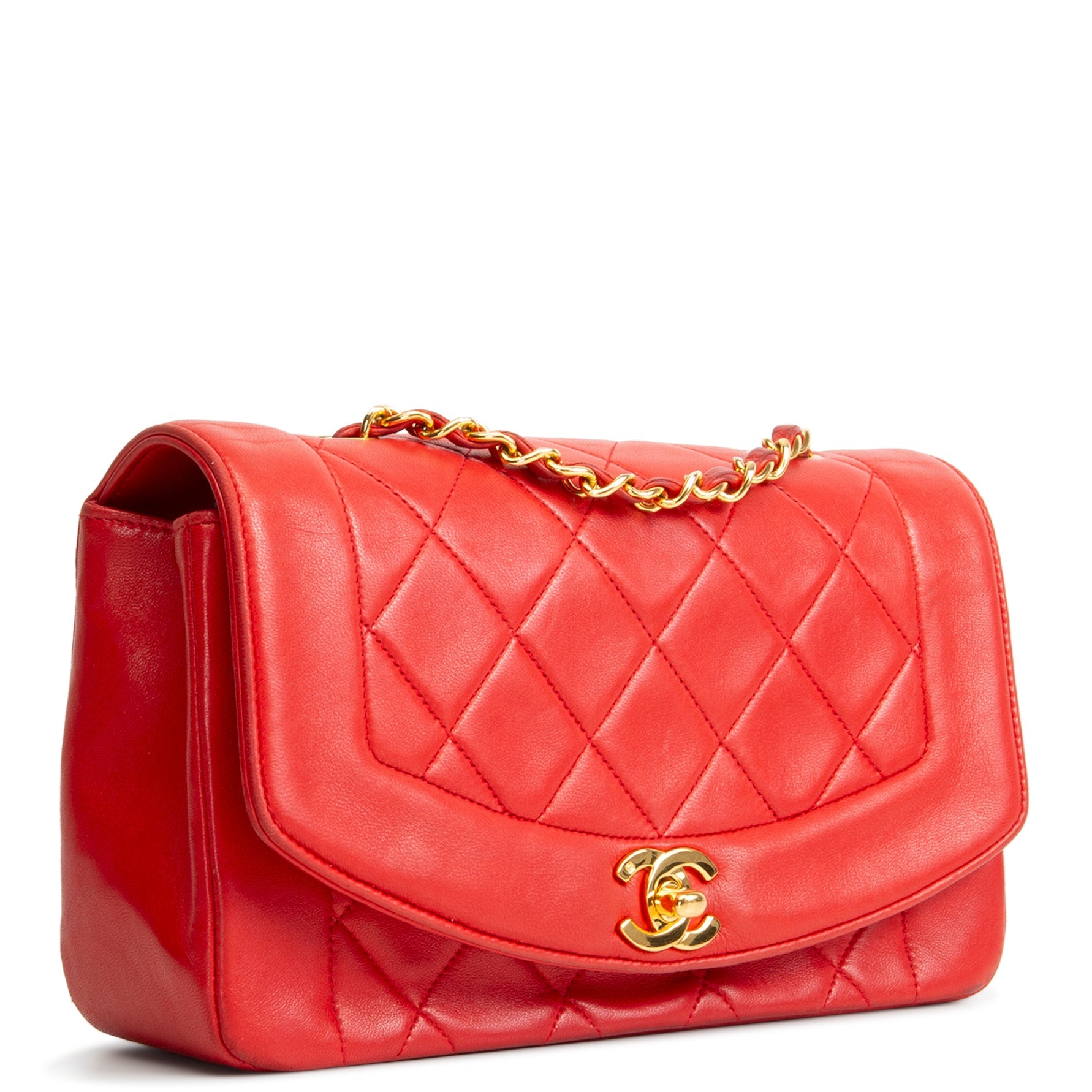 Chanel Vintage Lambskin Small Diana Flap - Red OUTLET FINAL SALE
