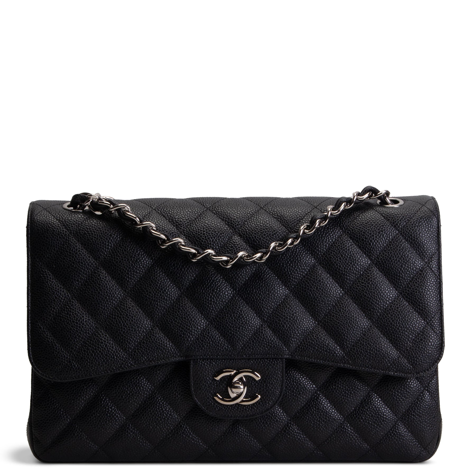 CHANEL Caviar Jumbo Double Flap - Black