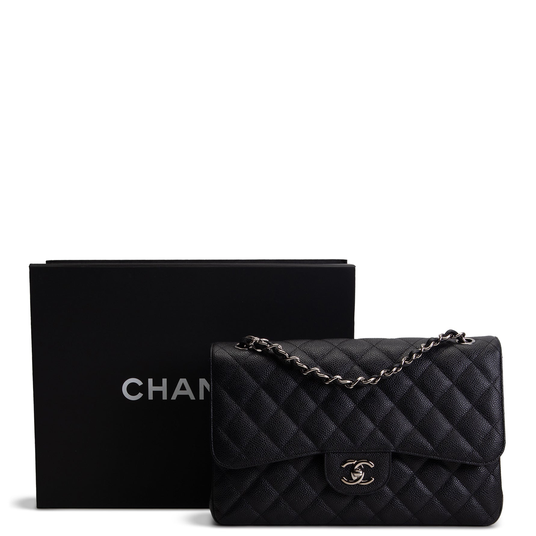 CHANEL Caviar Jumbo Double Flap - Black