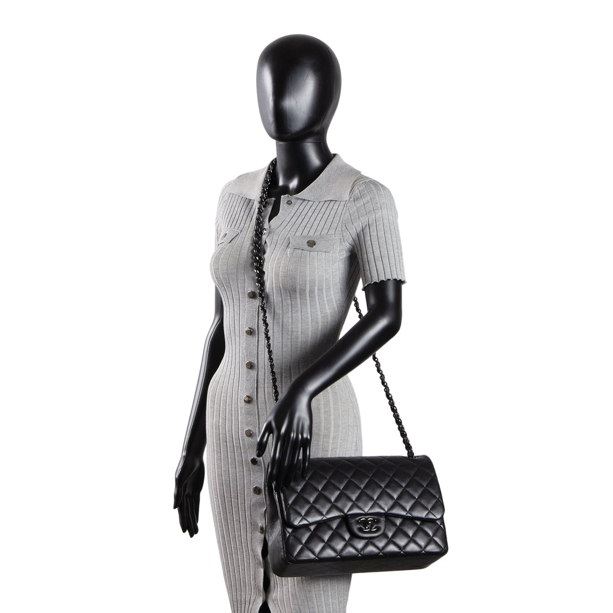 CHANEL Jumbo Double Flap So Black