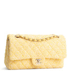 CHANEL Medium Double Flap Quilted Tweed Yellow