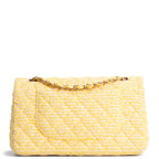 CHANEL Medium Double Flap Quilted Tweed Yellow