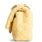 CHANEL Medium Double Flap Quilted Tweed Yellow