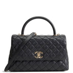 CHANEL Coco Handle Flap - Small Quilted Caviar - Black