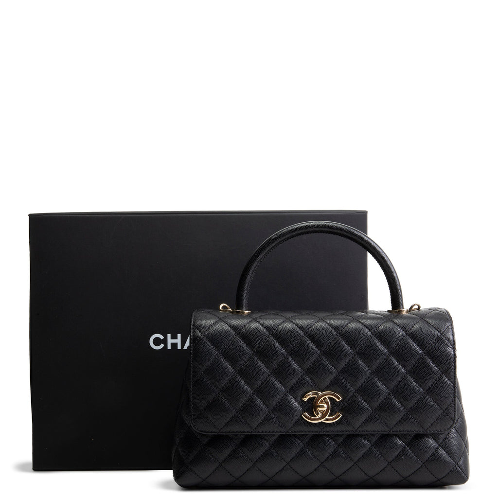 CHANEL Coco Handle Flap - Small Quilted Caviar - Black