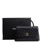 CHANEL Coco Handle Flap - Small Quilted Caviar - Black