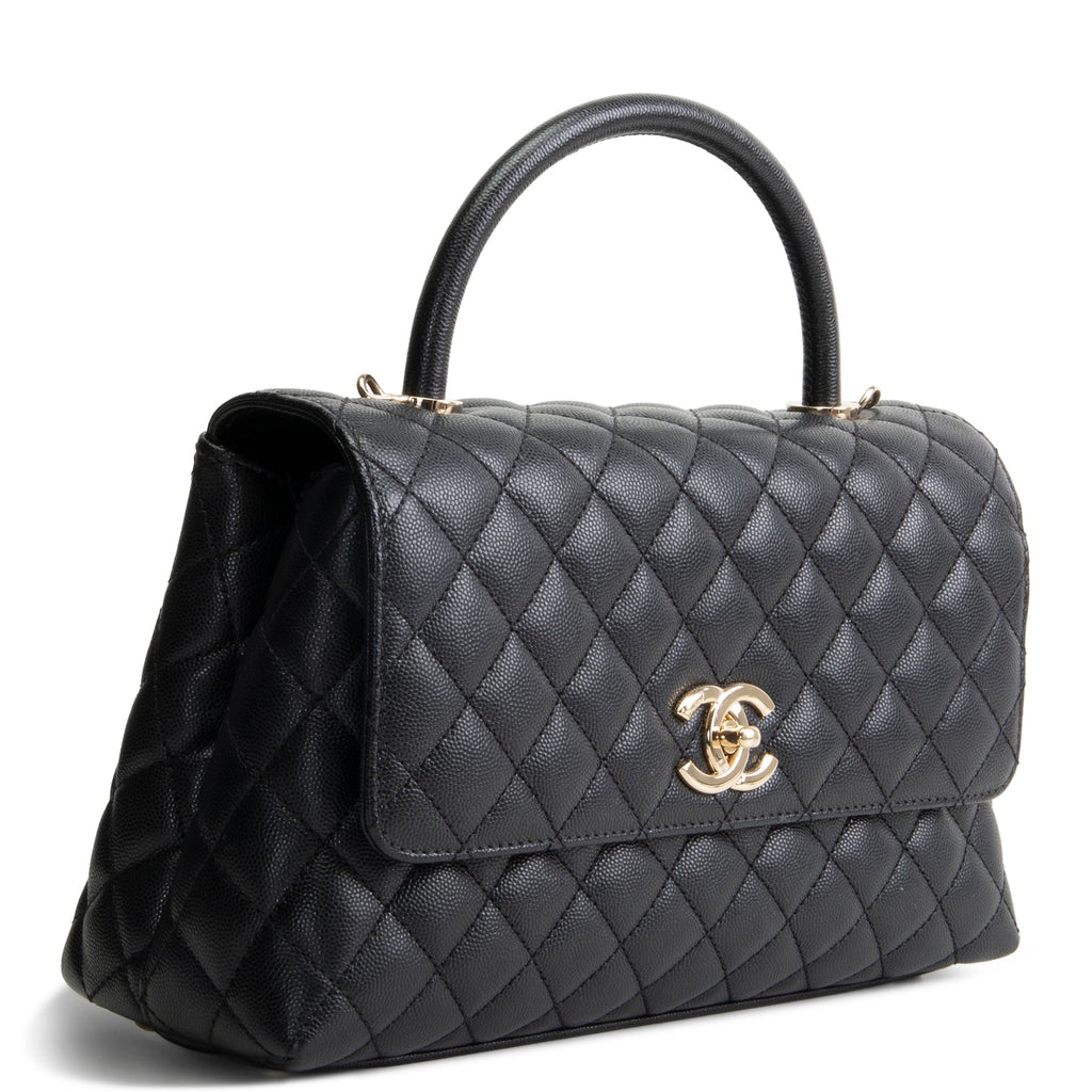 CHANEL Coco Handle Flap - Small Quilted Caviar - Black
