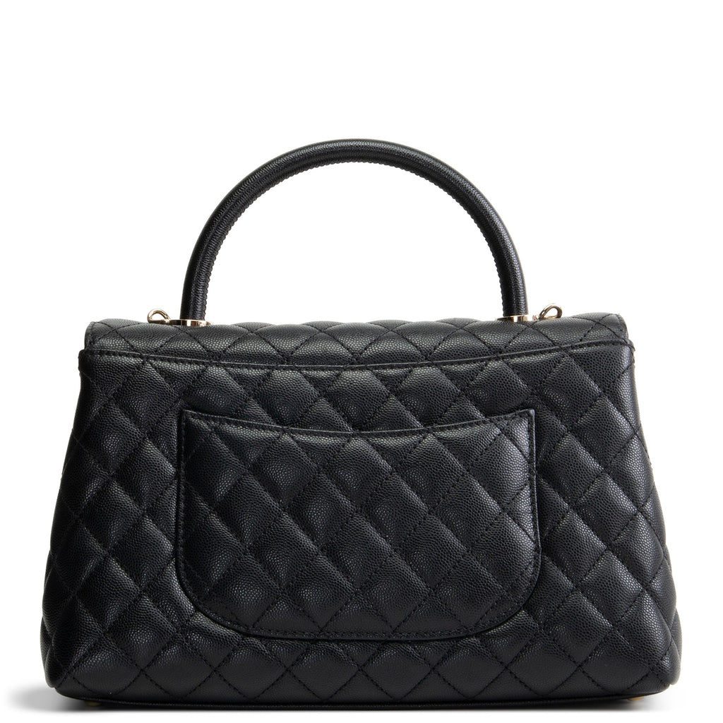 CHANEL Coco Handle Flap - Small Quilted Caviar - Black