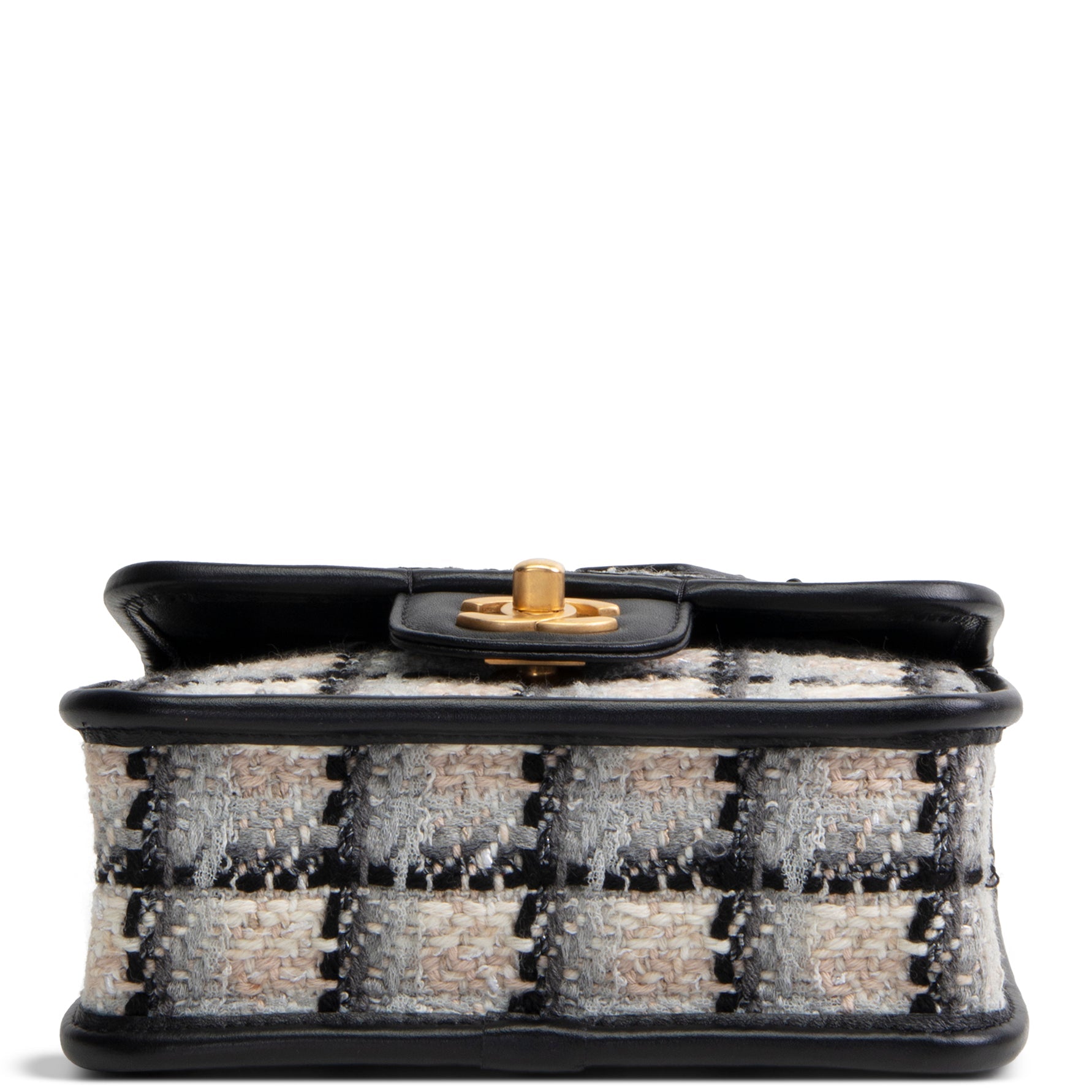 CHANEL Tweed Top Handle School Memory Flap Bag