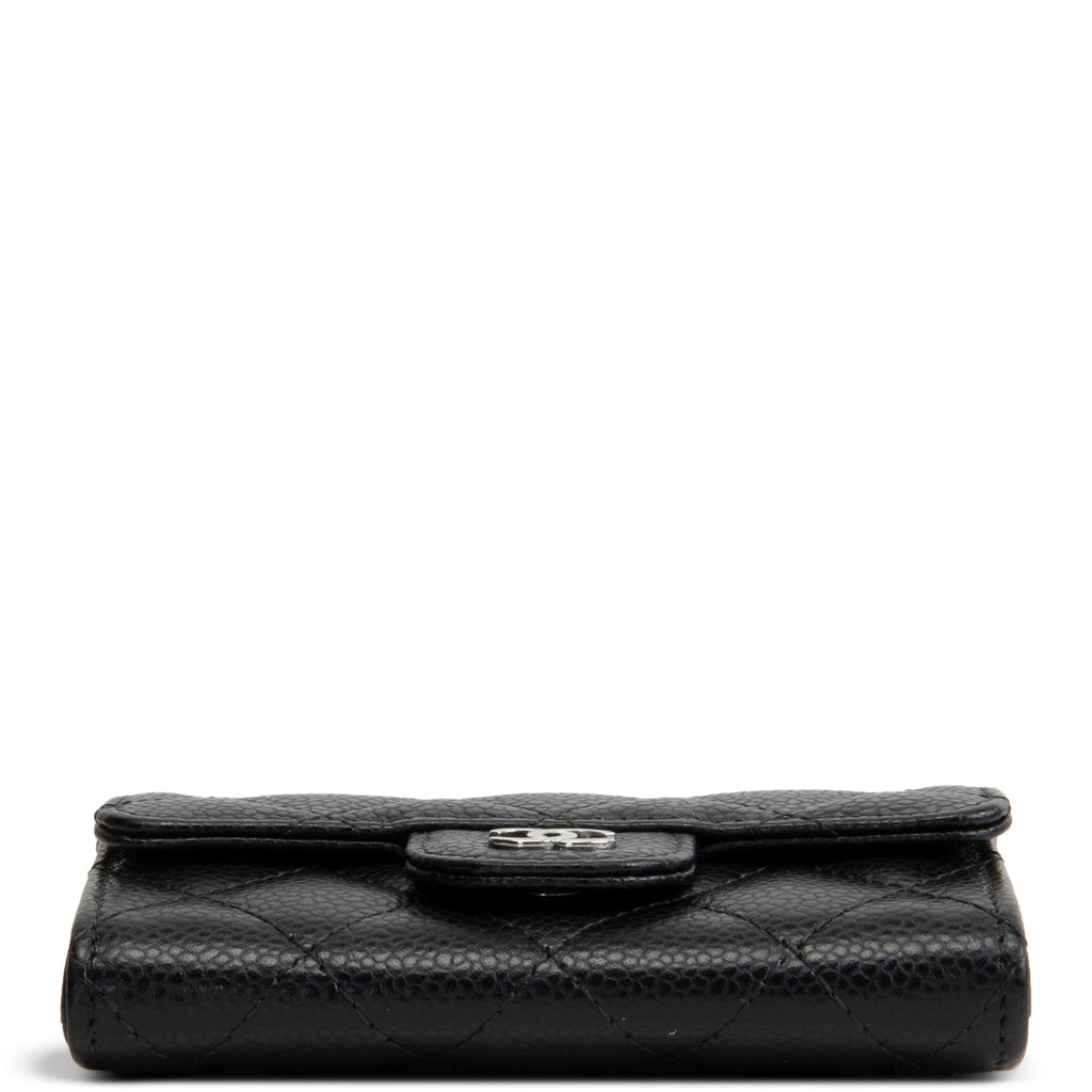 CHANEL Interlocking CC Card Holder Wallet Quilted Caviar