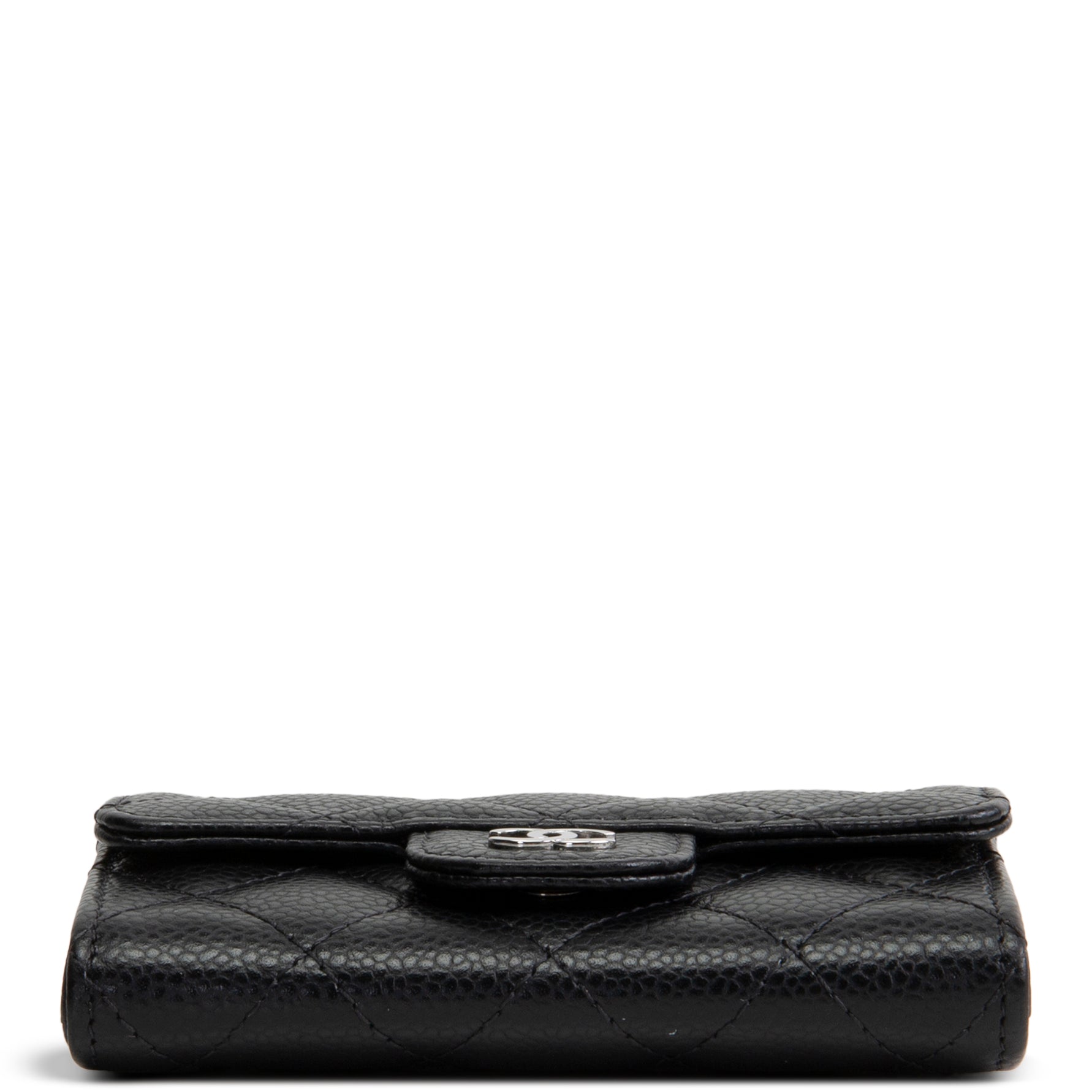 CHANEL Interlocking CC Card Holder Wallet Quilted Caviar