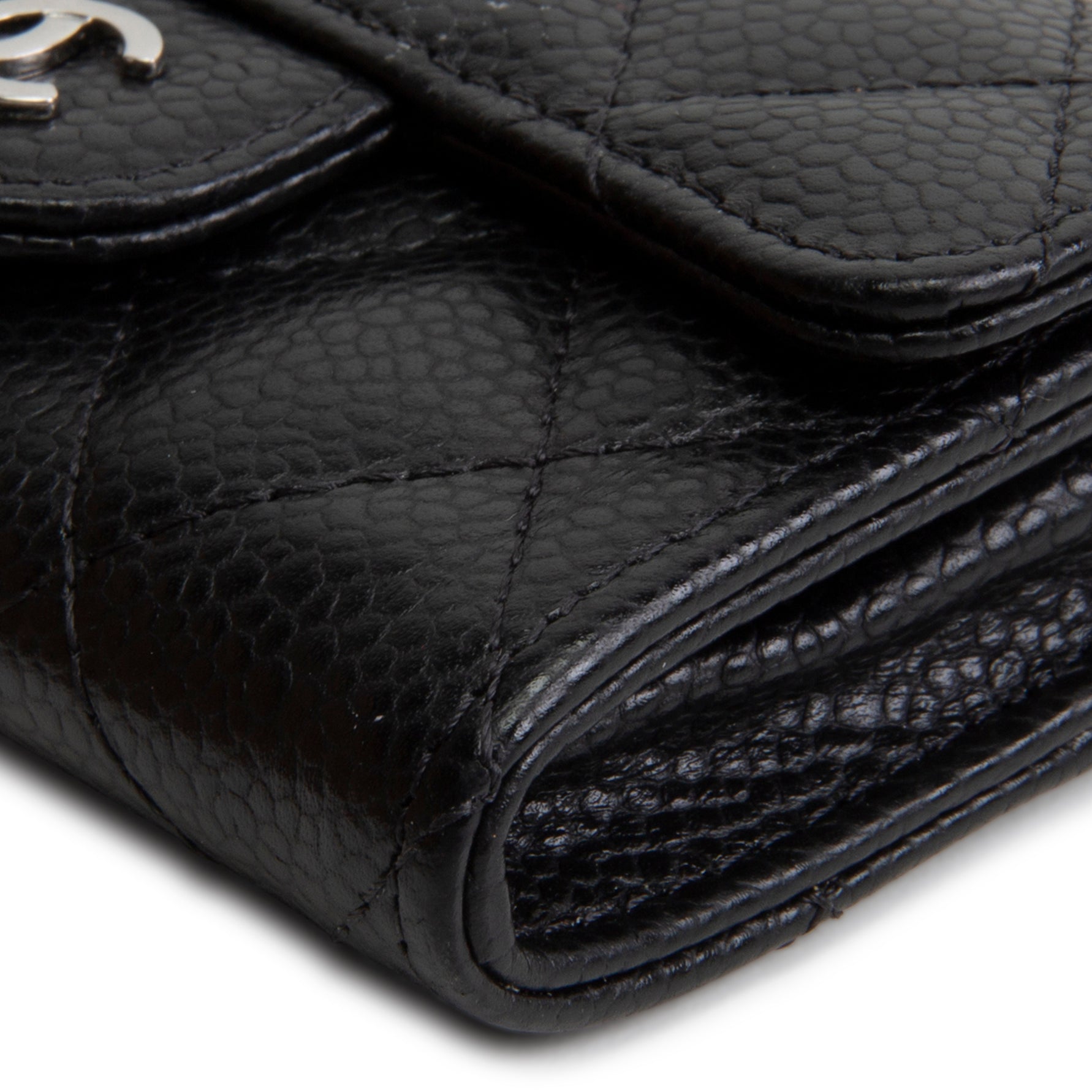 CHANEL Interlocking CC Card Holder Wallet Quilted Caviar