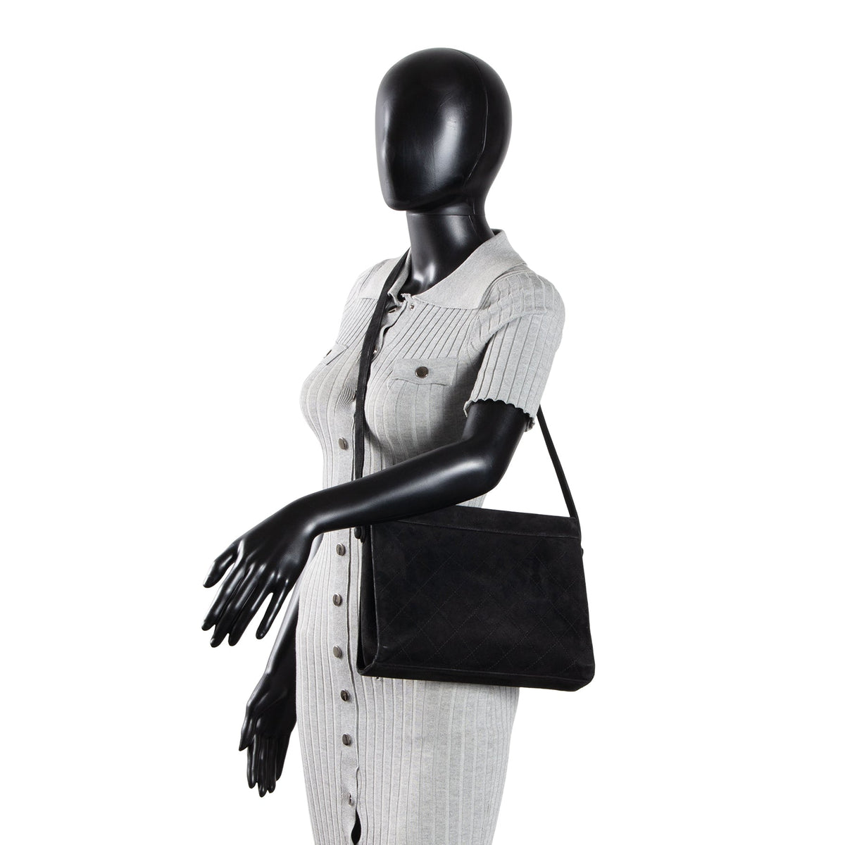 CHANEL Vintage Quilted Suede Shoulder Bag