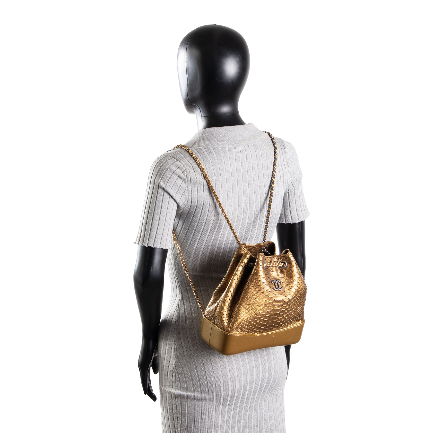 CHANEL Small Python Gabrielle Backpack - Bronze OUTLET FINAL SALE