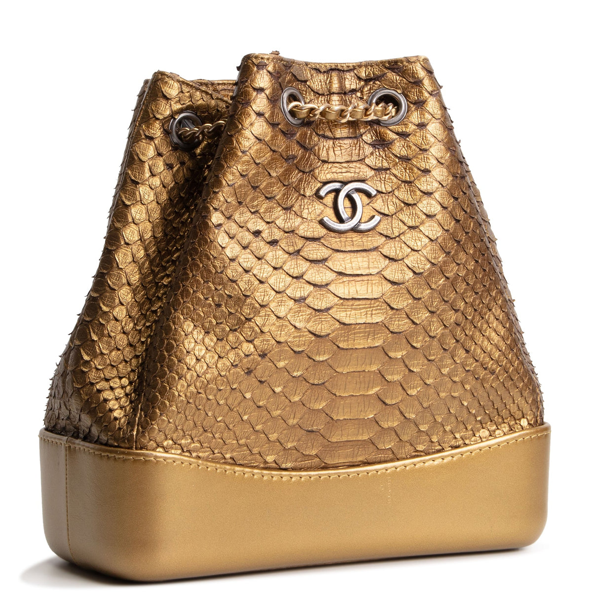 CHANEL Small Python Gabrielle Backpack - Bronze OUTLET FINAL SALE