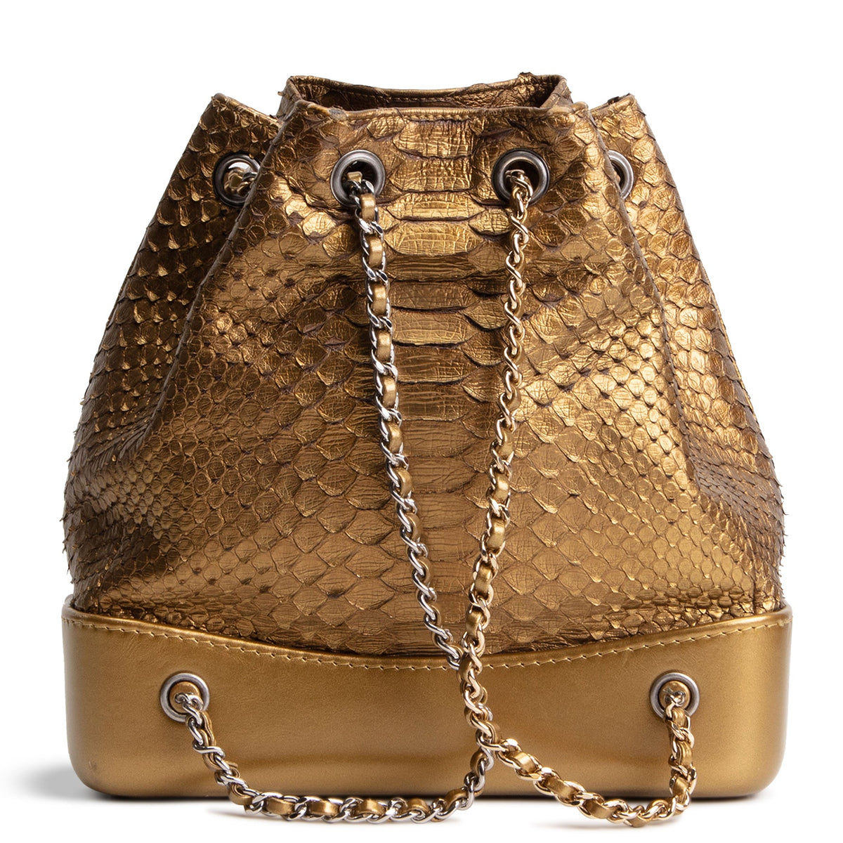CHANEL Small Python Gabrielle Backpack - Bronze OUTLET FINAL SALE