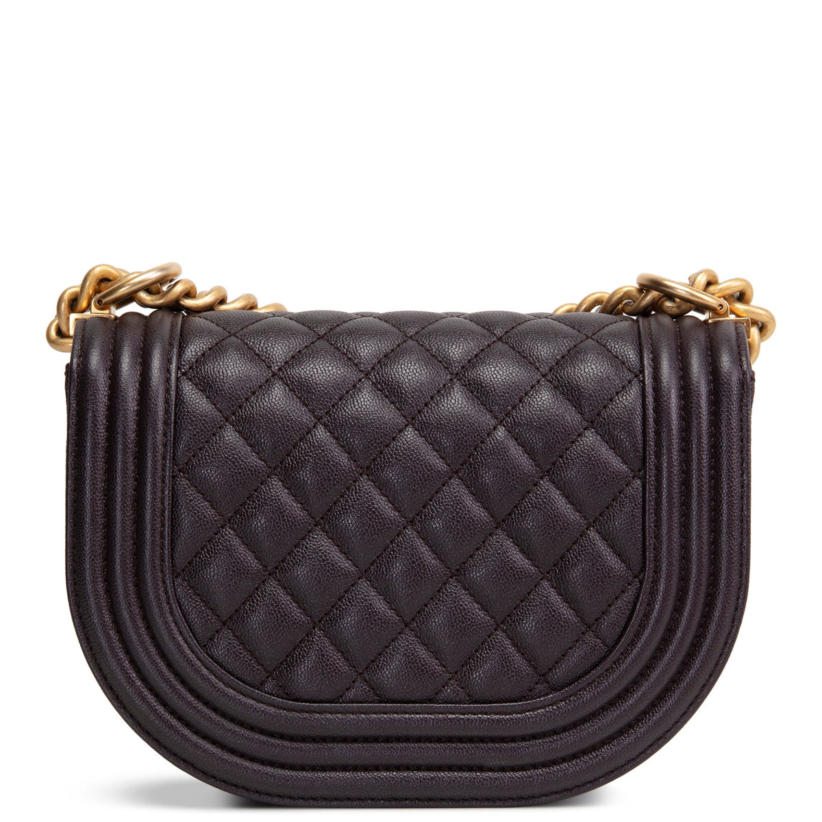 CHANEL Caviar Curve Mini Boy Messenger Bag - Plum