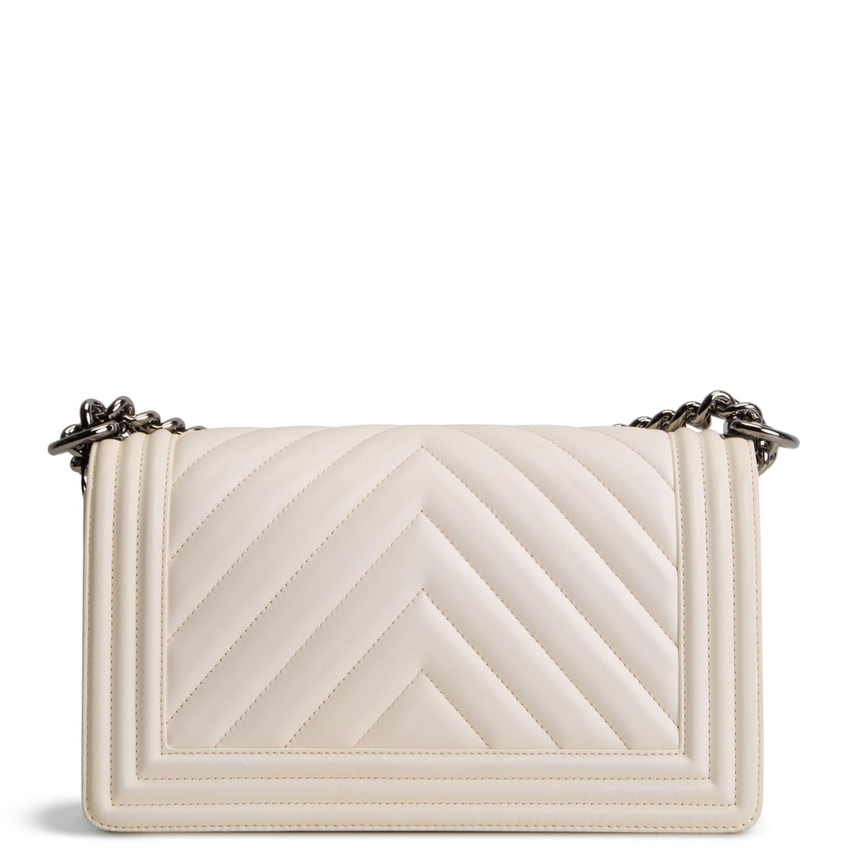 CHANEL Chevron Medium Boy Bag - Ivory