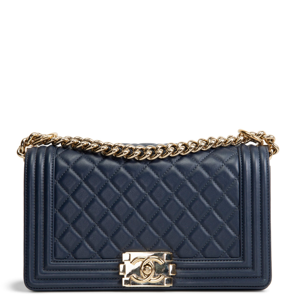 CHANEL Medium Quilted Boy Bag - Navy